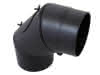 Rauchrohr Bogen 3tlg schwarz 200mm m.Tür 0-90 Grad verstellbar Steckverb.lackiert
