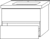 SA Waschtischunterbau mit Auszügen Solo One (PS031) 551x750x450 Weiß-Glanz