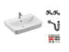 sanibel 3001-QuickSet Waschtisch 650mm eckig mit WT-ELB M, Bef., RS, 2xEV, weiß