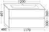 sanibel-WT-Unterbau FLEX PLUS WYOY117 1170mm Schubl/Auszug Salbeigrau Lack