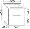 sanibel-WT-Unterbau 2.0 FLEX WZDJ057 TH 570mm breit Schubl/Auszug Weiß Matt